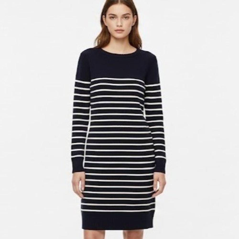 Lauren Ralph Lauren Sweater Dress Navy Striped Cotton Nautical Classic Breton‎ L